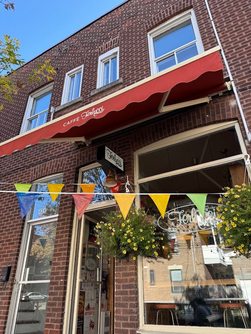 Storefront of Ferlucci Coffee Shop, specialty coffee shop in Montreal