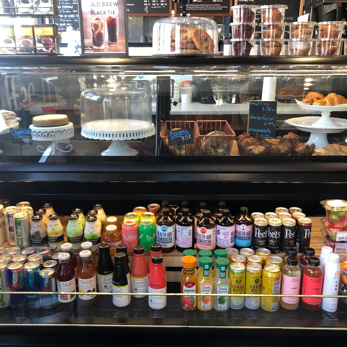 Interior of Peet's Coffee, specialty coffee shop in New York