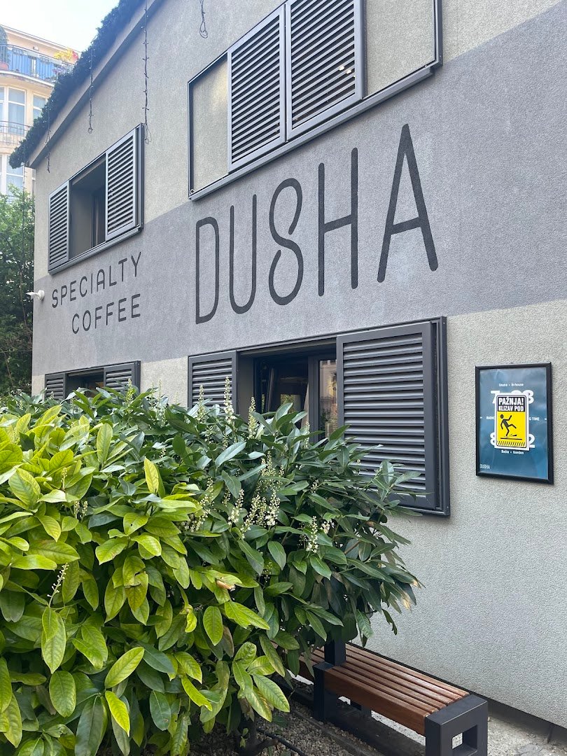 Storefront of Dusha Specialty Coffee, specialty coffee shop in Belgrade