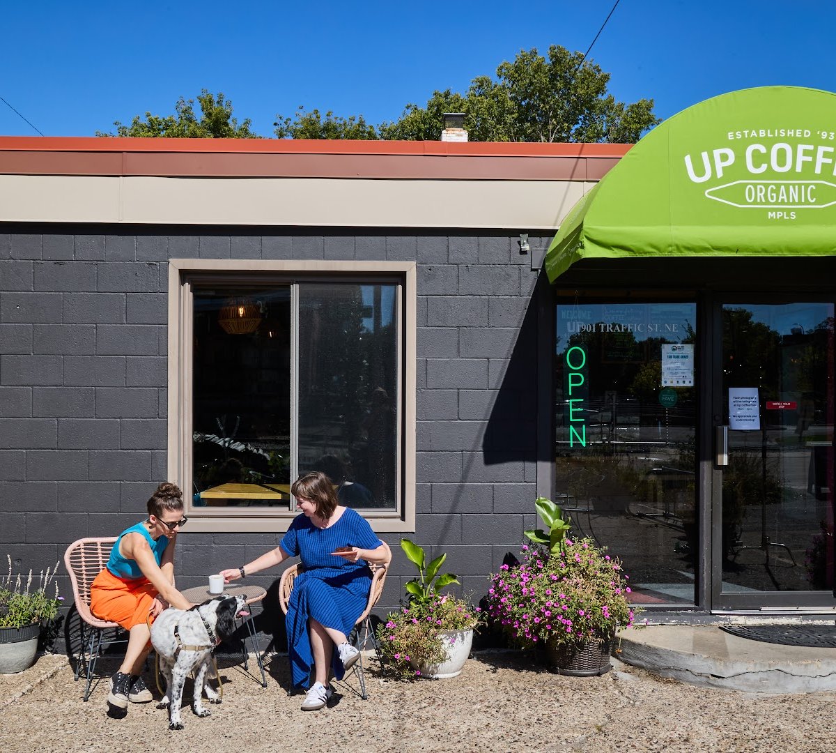 Storefront of Up Coffee, specialty coffee shop in Minneapolis