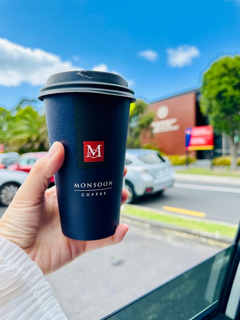 Coffee at Monsoon Coffee Roasters, specialty coffee shop in Auckland