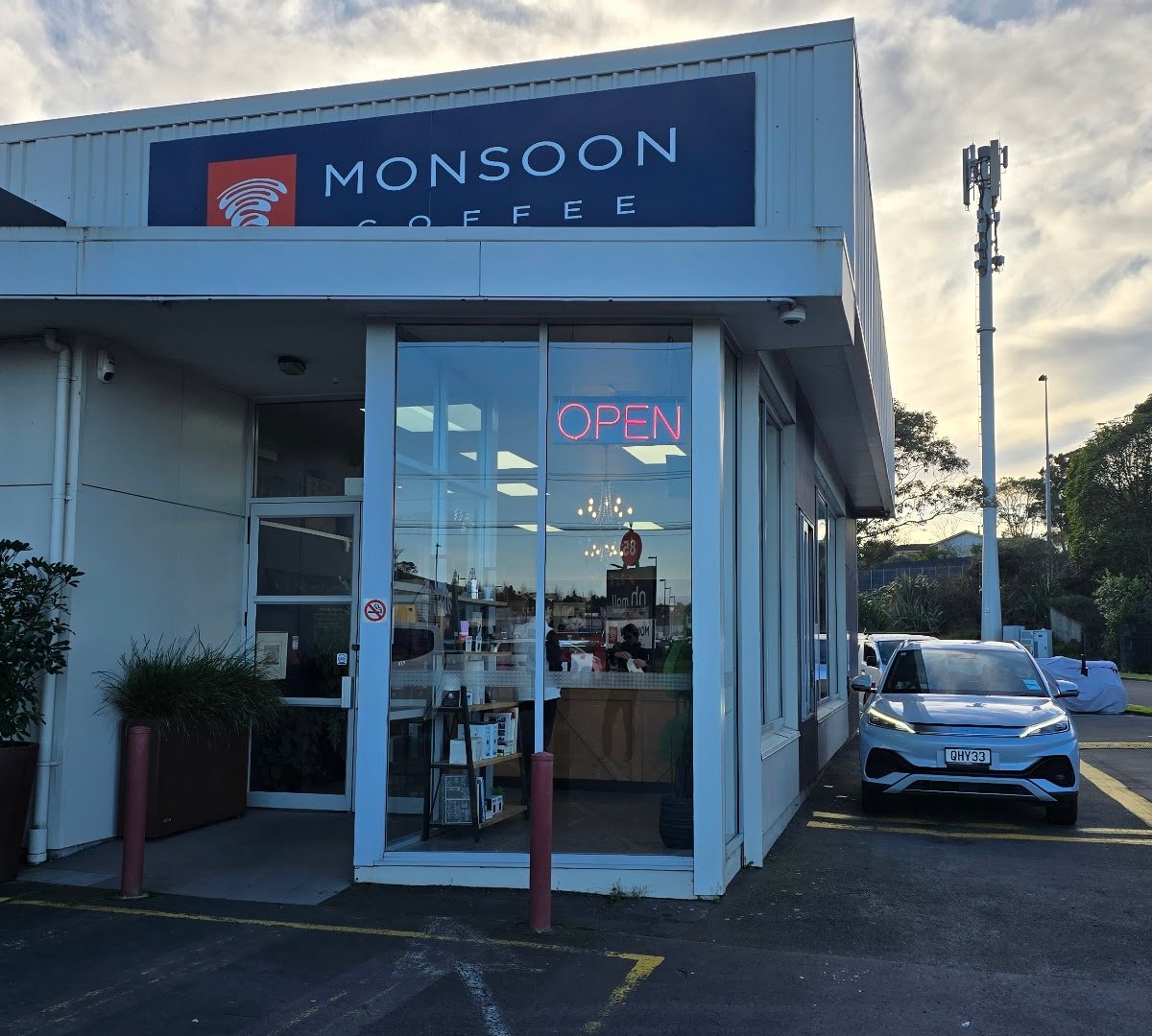 Storefront of Monsoon Coffee Roasters, specialty coffee shop in Auckland