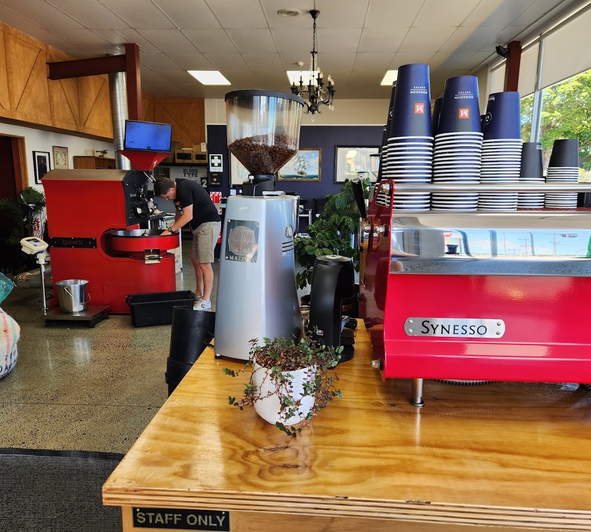 Interior of Monsoon Coffee Roasters, specialty coffee shop in Auckland