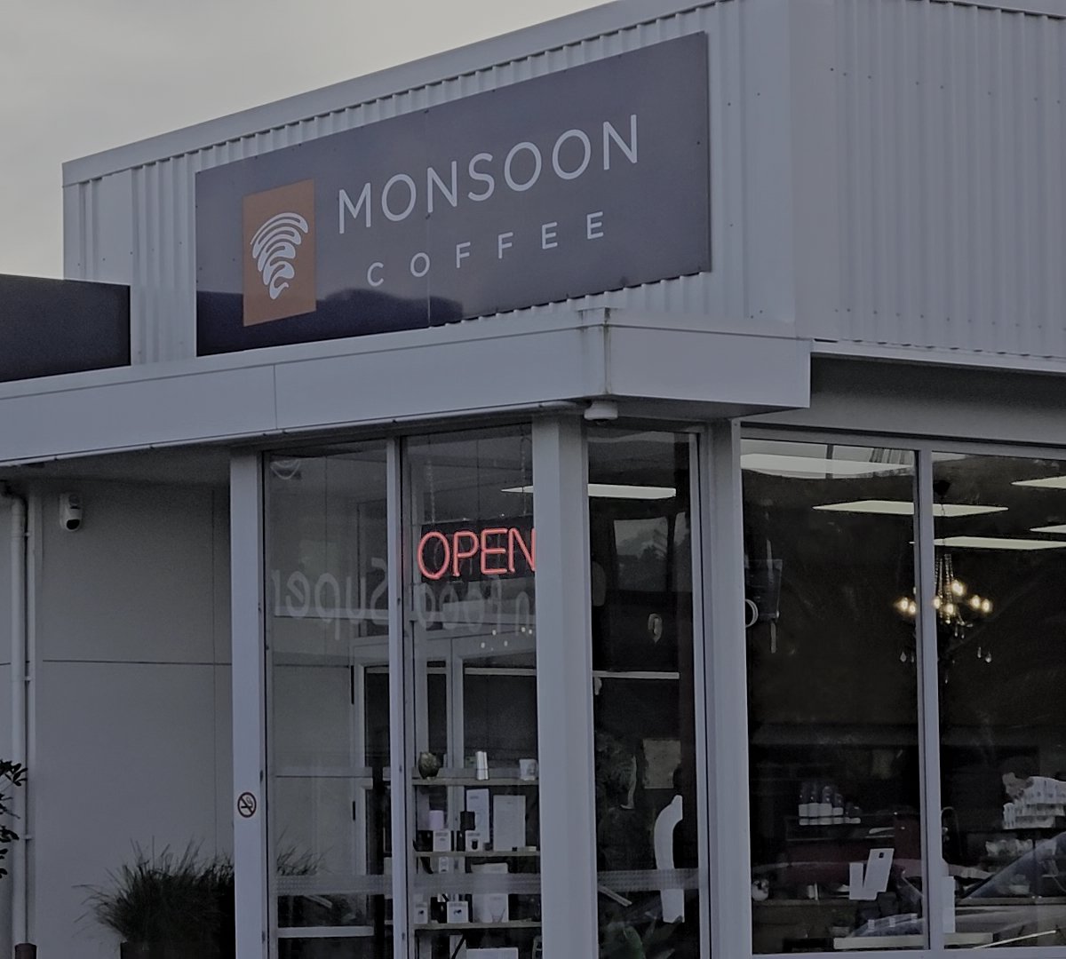 Storefront of Monsoon Coffee Roasters, specialty coffee shop in Auckland