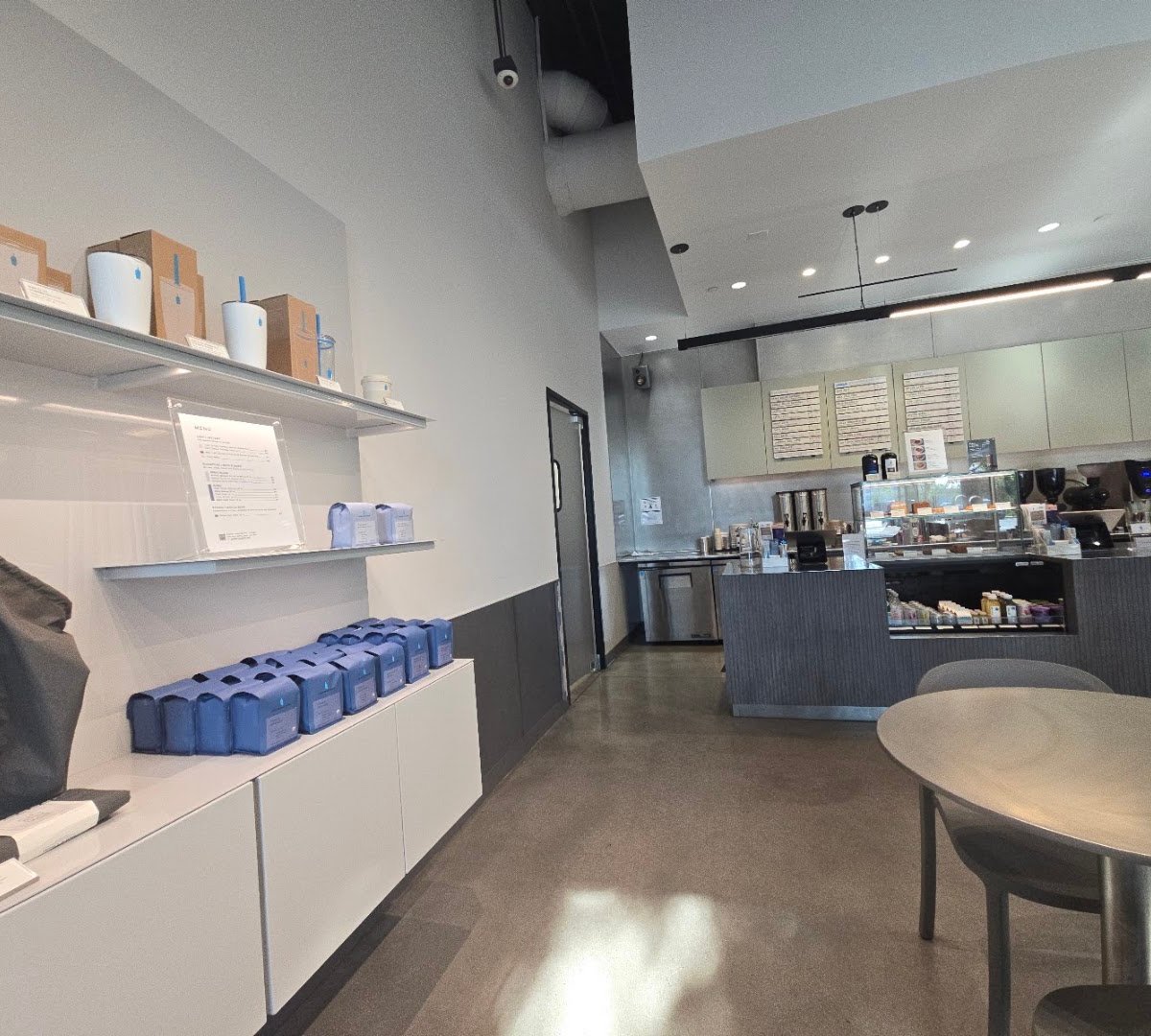 Interior of Blue Bottle Coffee, specialty coffee shop in Las Vegas